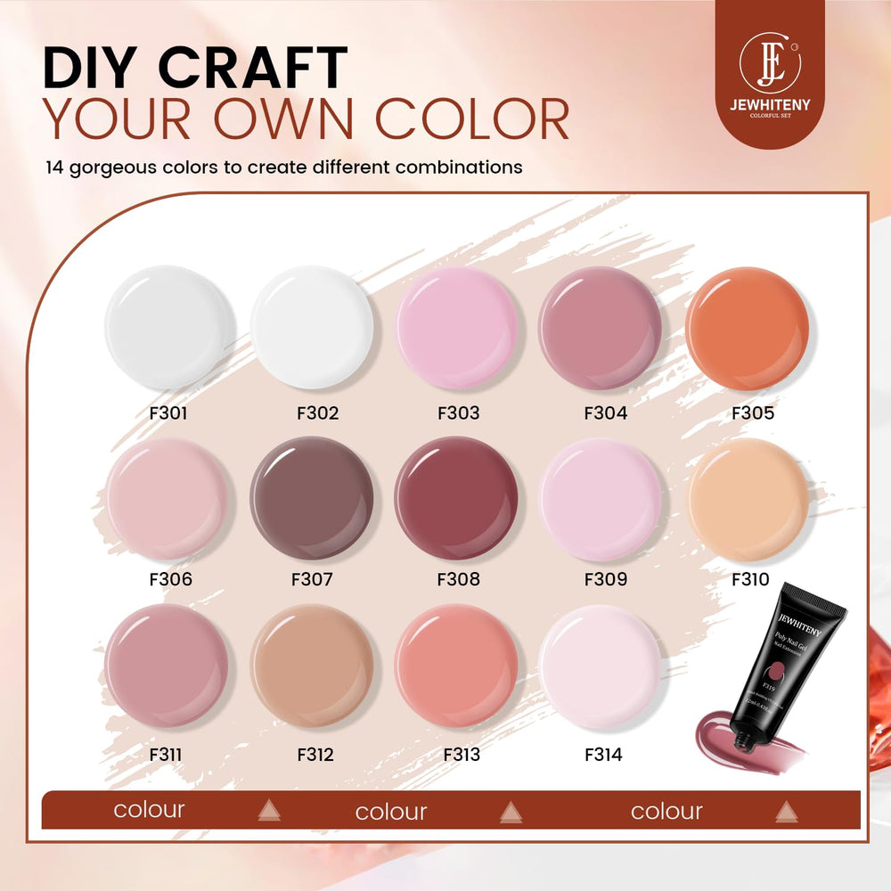 JEWHITENY-poligel-14-colores: amplia paleta para diseños creativos.