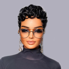 Cabello humano 100% real de Jgzpfo, peluca Pixie con textura auténtica
