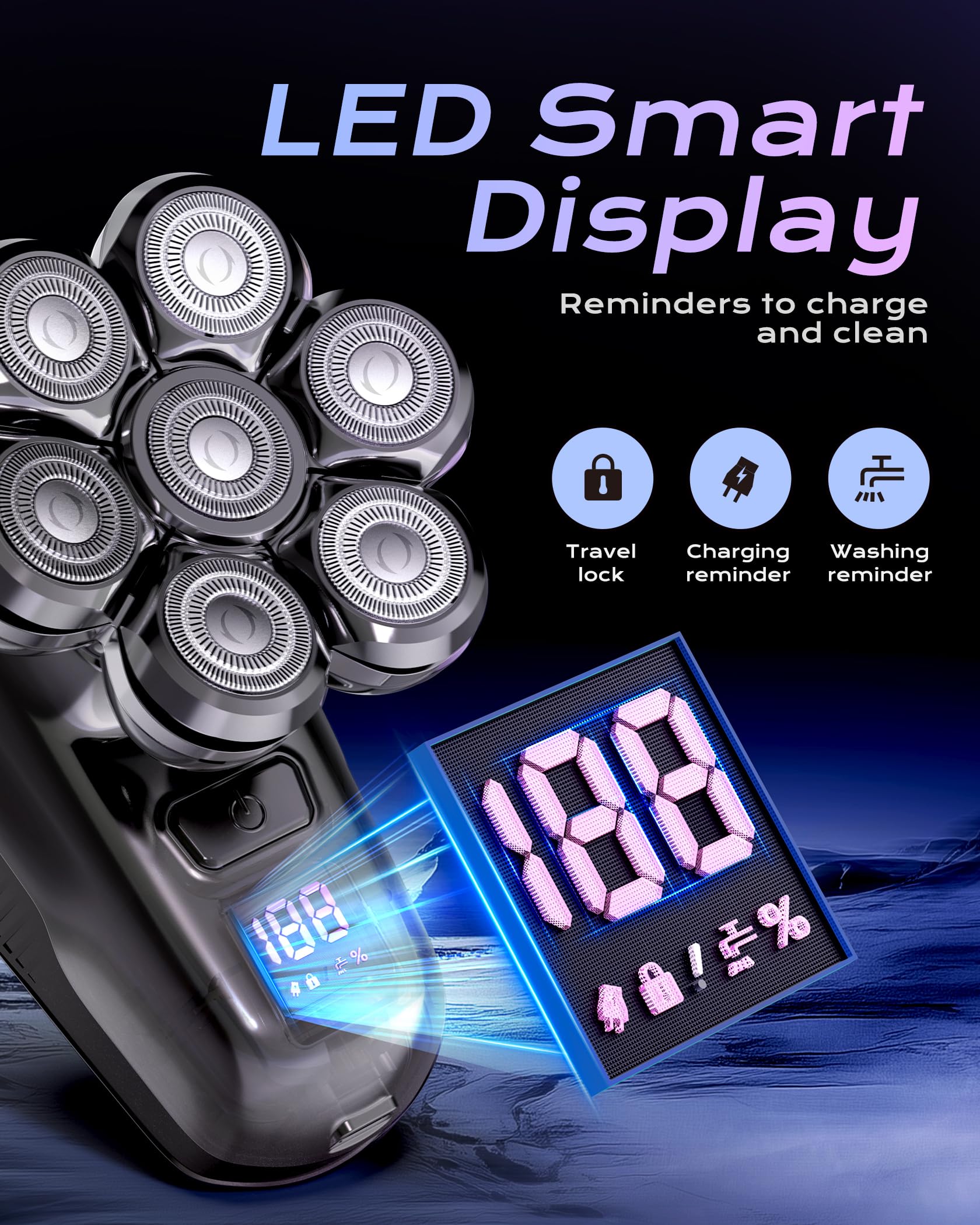 JIJ pantalla LED muestra batería y estado para mayor confianza.
