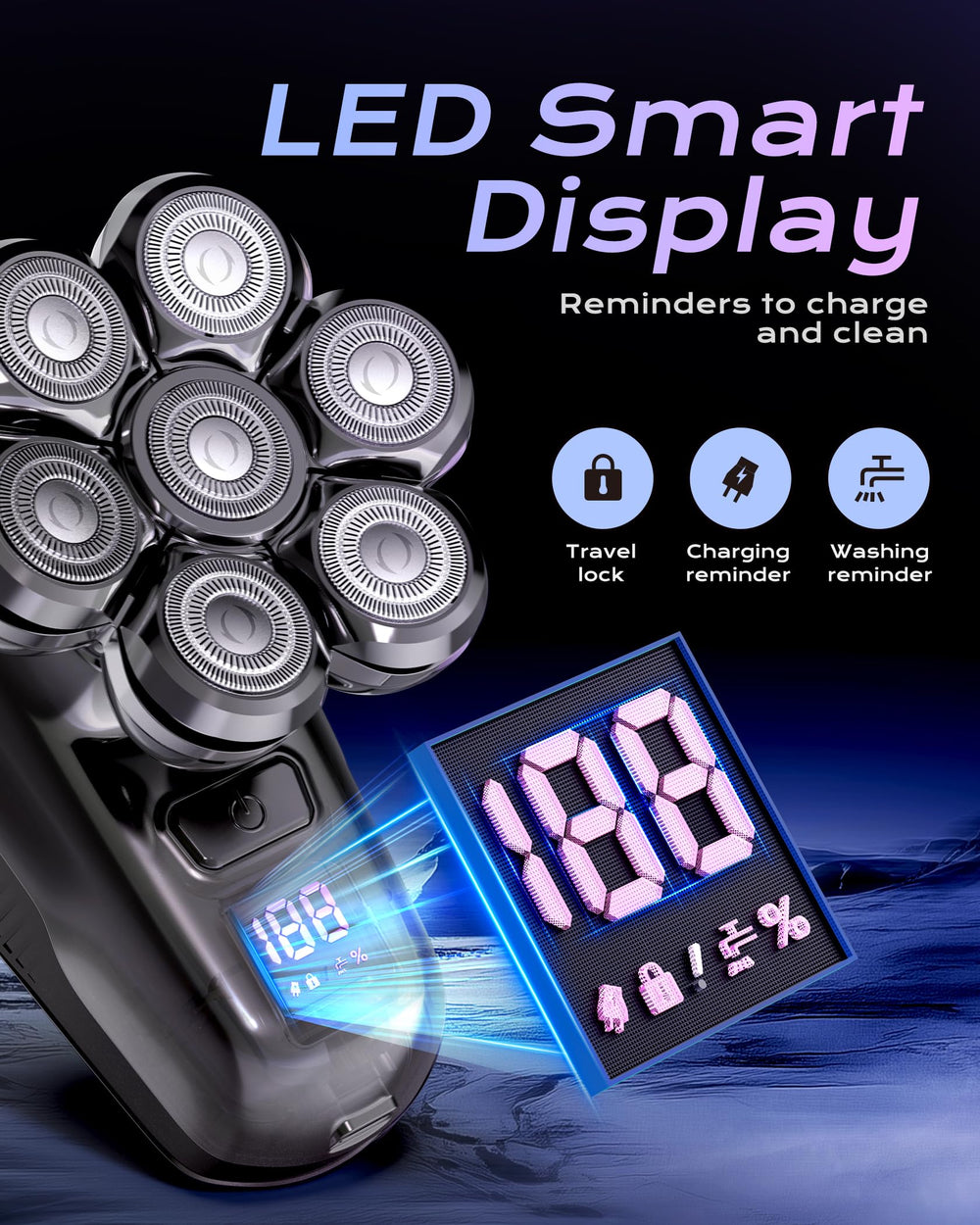 JIJ pantalla LED muestra batería y estado para mayor confianza.