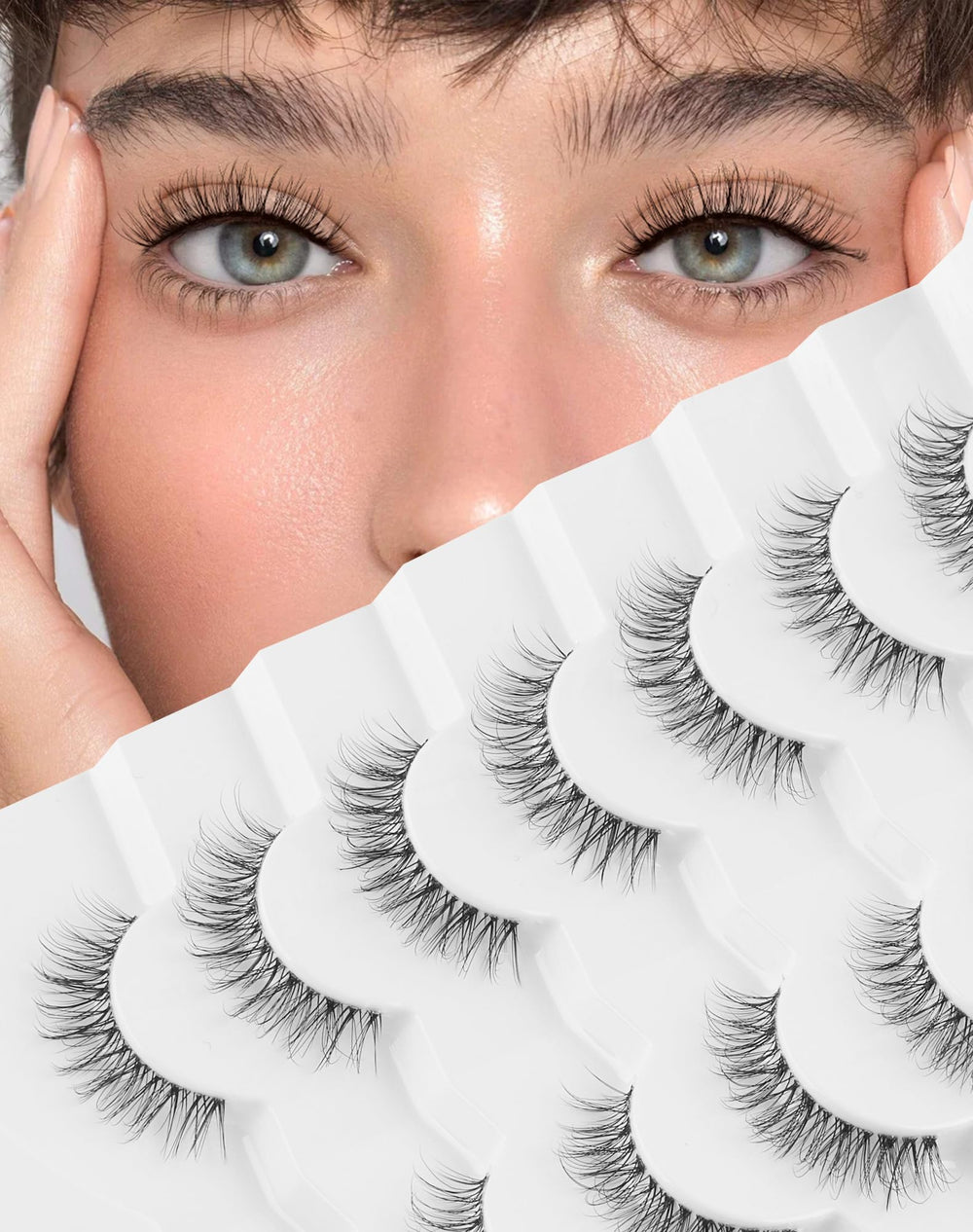 Jiocolor pestañas naturales con banda transparente para un acabado suave
