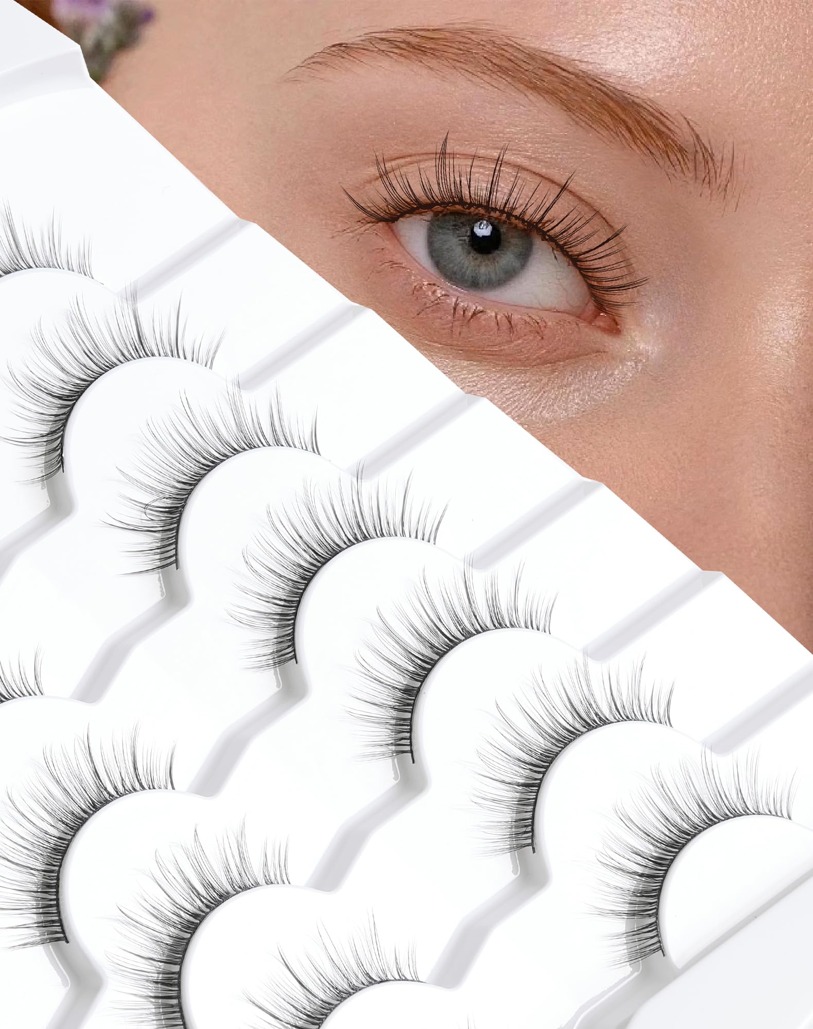 Pestañas de visón Jiocolor con aspecto natural de 9 mm para una mirada suave y definida.