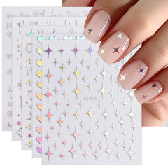 JMEOWIO Aurora, pegatinas para uñas con brillo holográfico, para diseños rápidos y duraderos.