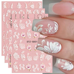 JMEOWIO estampa uñas flor primavera relieve, ideal para un look elegante en minutos.