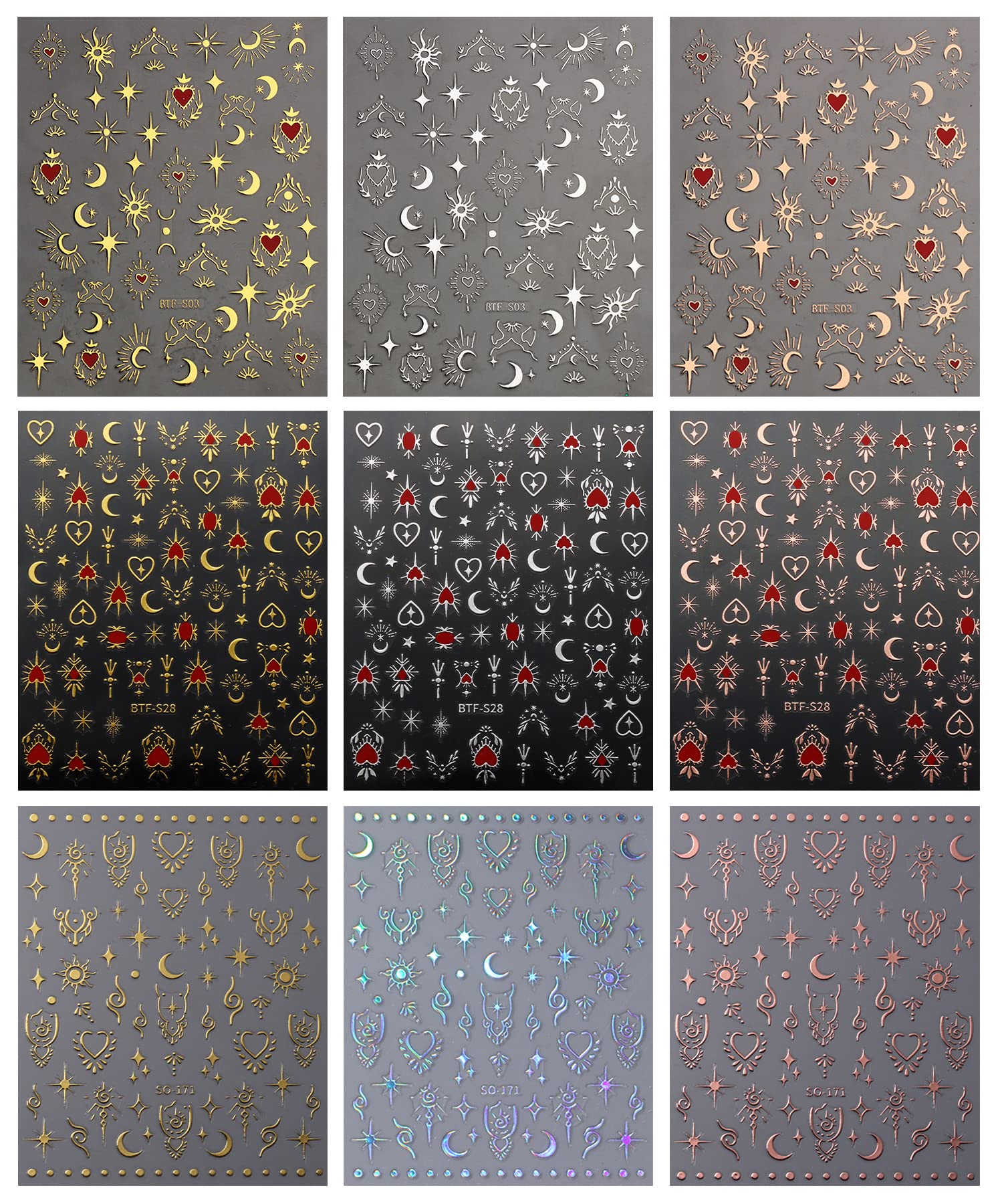JMEOWIO Luna Estrella, patrones de uñas para arte creativo y fácil aplicación.
