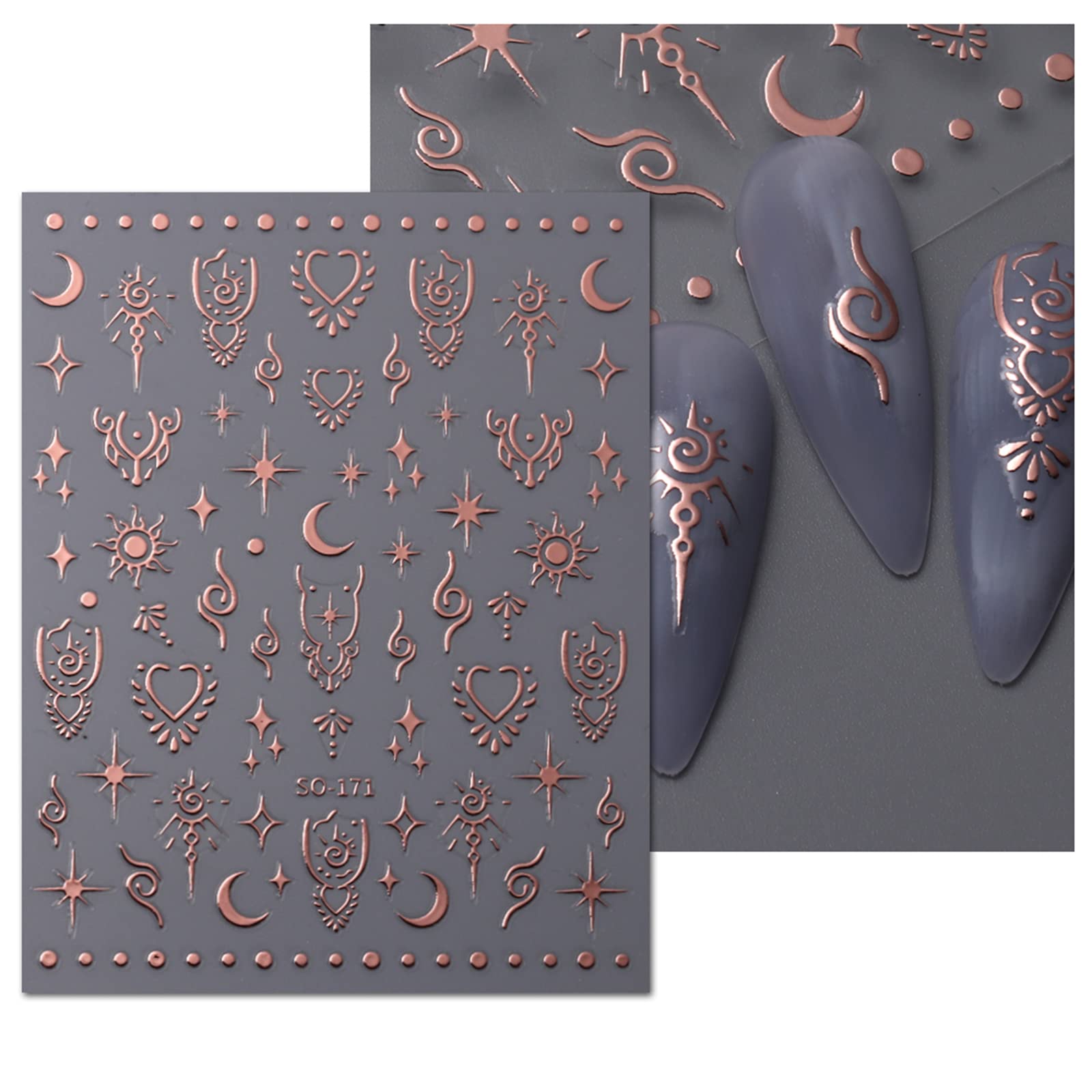 JMEOWIO pegatinas Luna Estrella, decora uñas acrílicas con estilo sencillo.