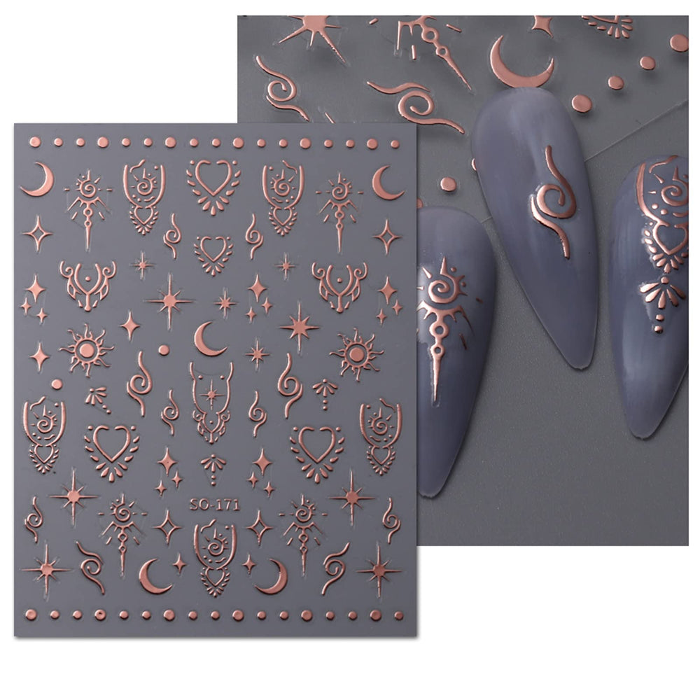 JMEOWIO pegatinas Luna Estrella, decora uñas acrílicas con estilo sencillo.