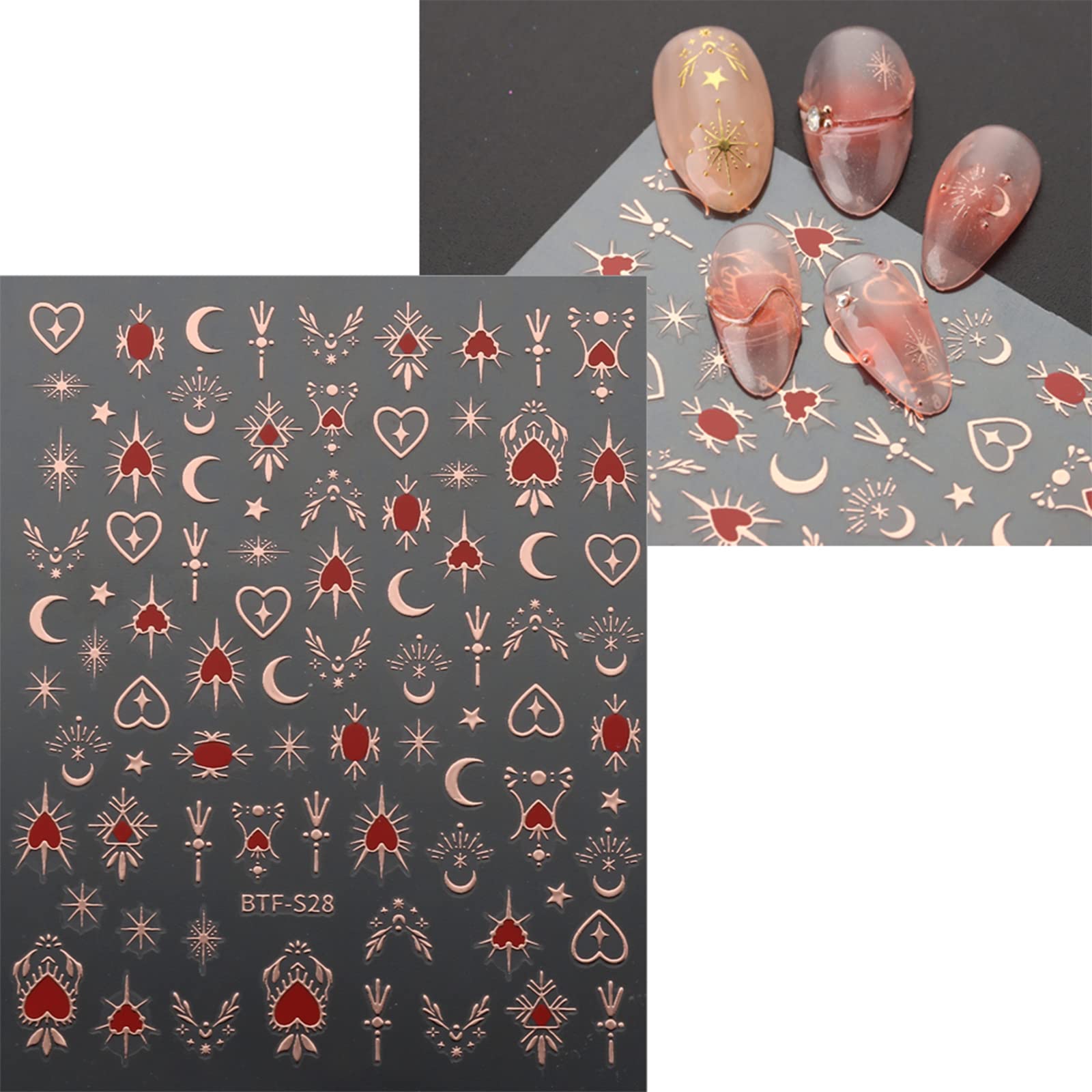 JMEOWIO pegatinas de uñas Luna Estrella, ideal para cambios de estilo rápidos.
