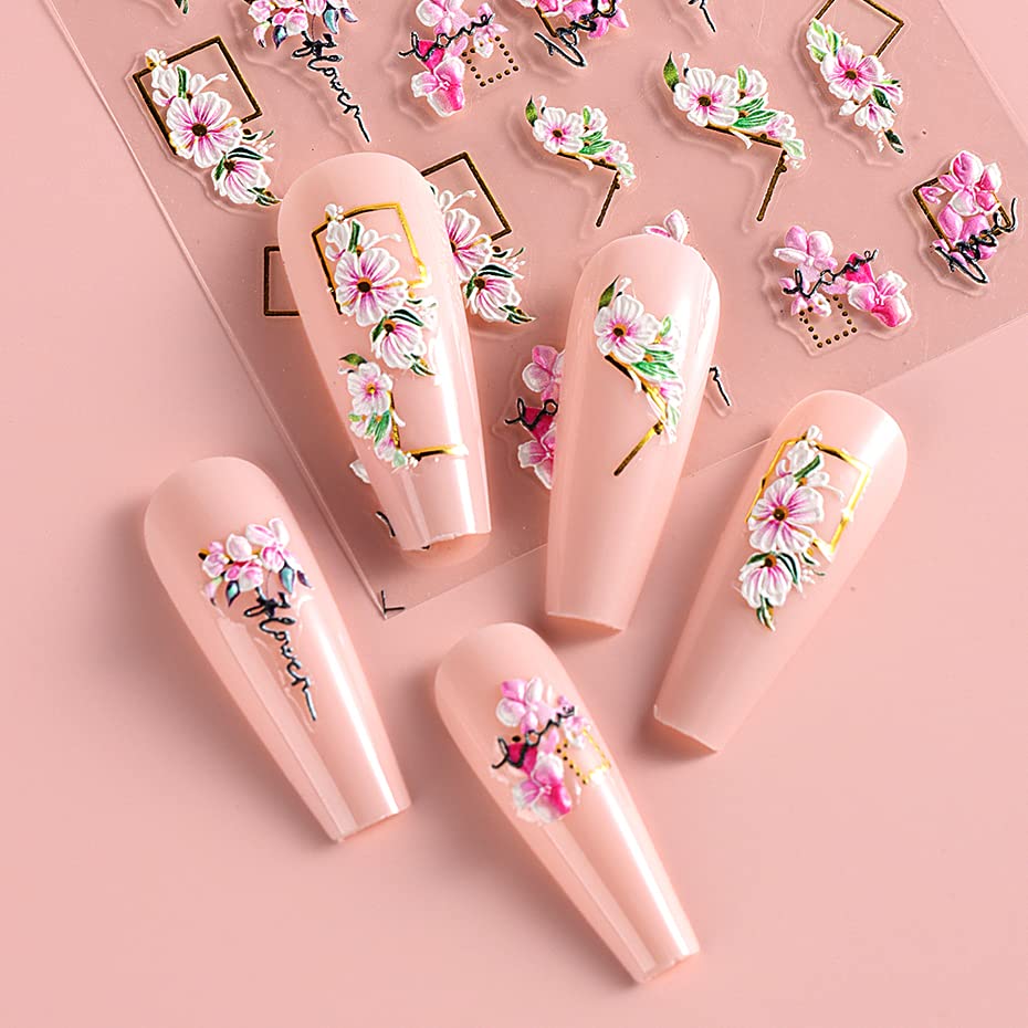 Diseño variado de flores y hojas de jmeowio para un acabado delicado.