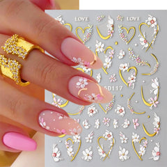 Relieve 5D de flores de JMEOWIO en uñas, añade textura elegante.