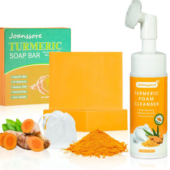 Joanssore barra curcuma limpia suavemente el rostro para una piel fresca.