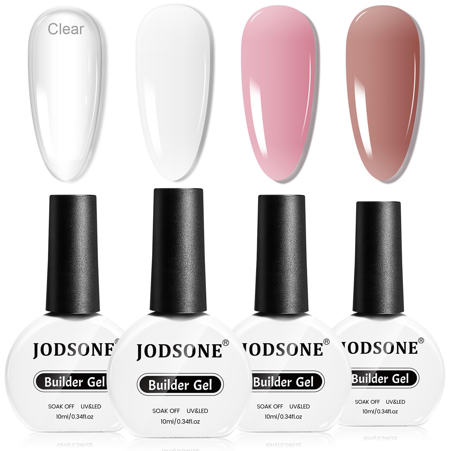 JODSONE Builder Gel kit de 4 botellas de 10 ml para construcción de uñas