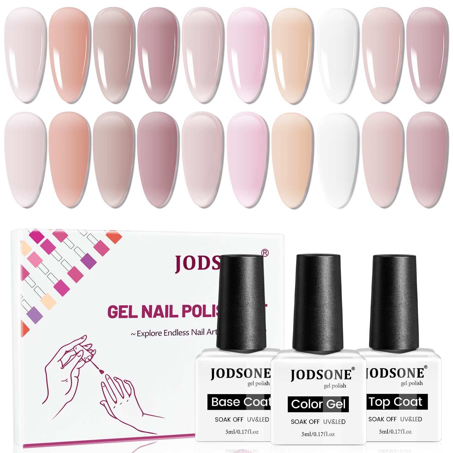 Esmalte gel JODSONE: set de 12 piezas para manicura en casa.