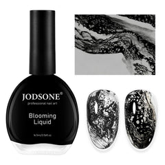 Jodsone ola floreciente negra sobre gel, ideal para arte de uñas.