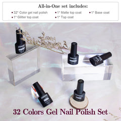 JODSONE paleta de 32 colores gel brillo para manicuras variadas