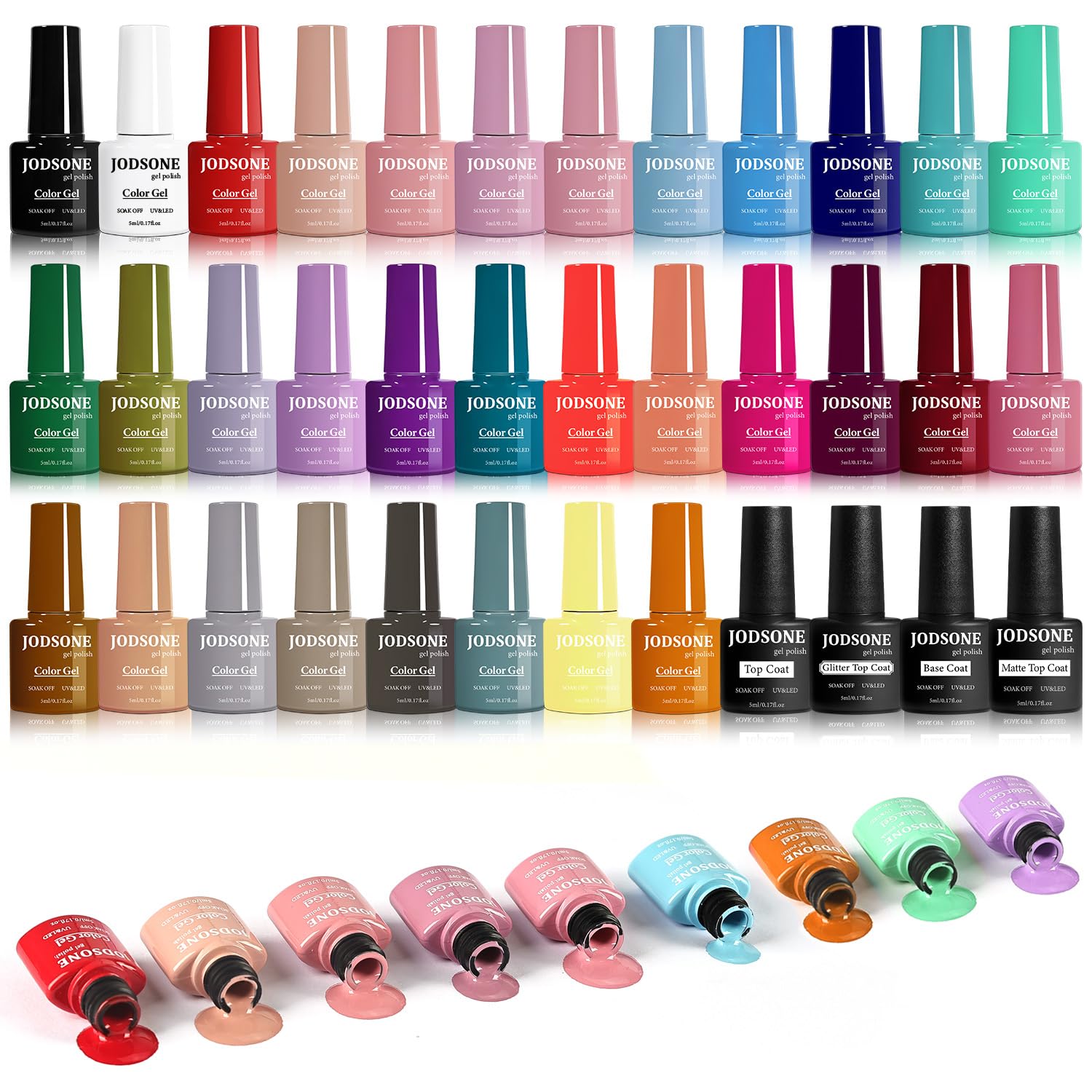Set JODSONE de esmaltes gel 32 colores, presentación ideal para salón.