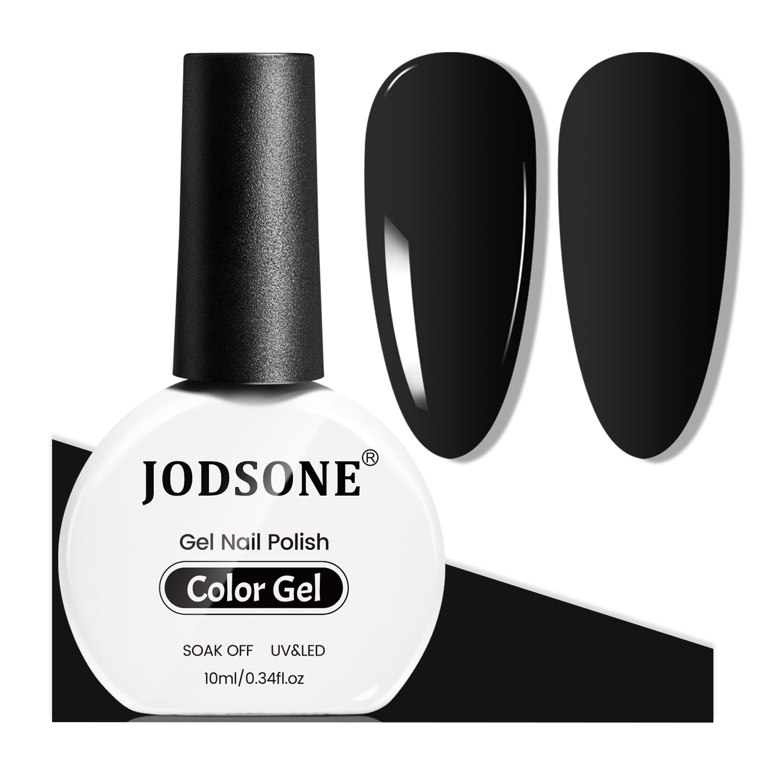 JODSONE esmalte gel negro 10ml en botella, acabado intenso y elegante