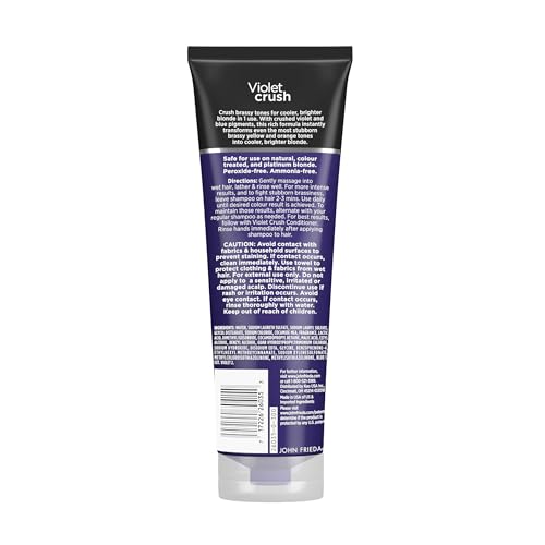 Uso diario de John Frieda Violet Crush para mantener rubio vibrante.