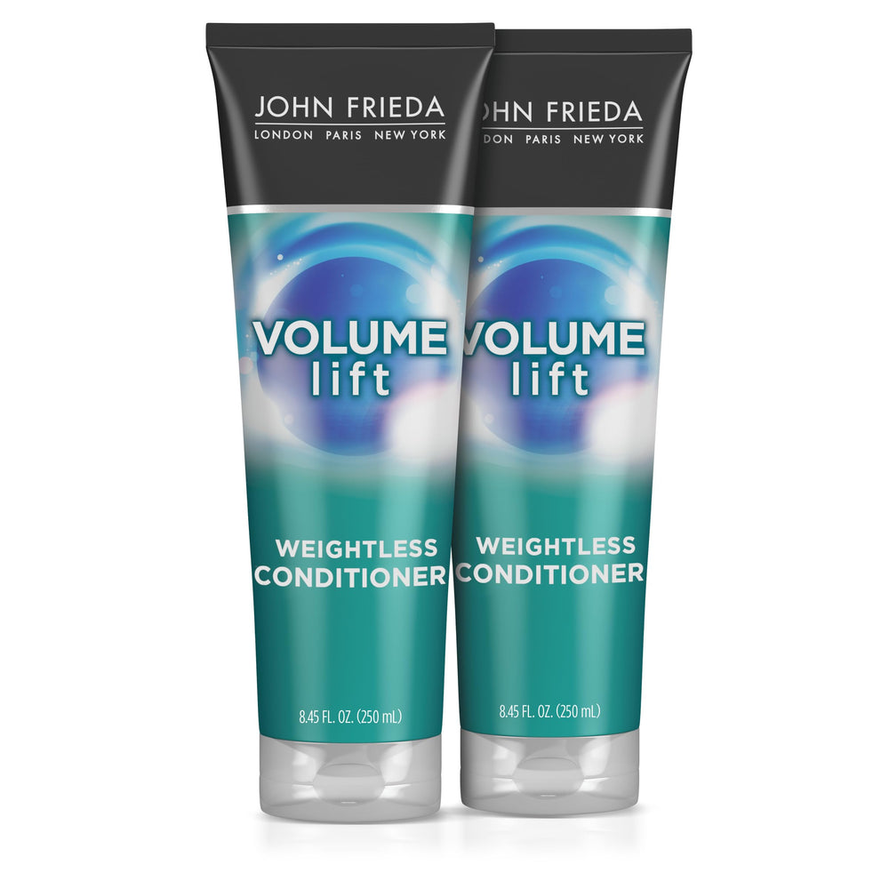 John Frieda Volume Lift conditioner bottle highlighting lightweight fullness