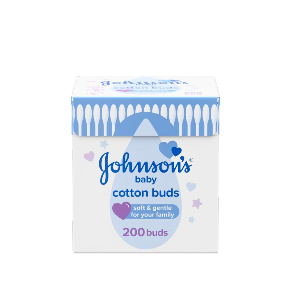 Johnson's Baby palitos de algodón, 200 unidades, limpieza suave entre dedos del bebé