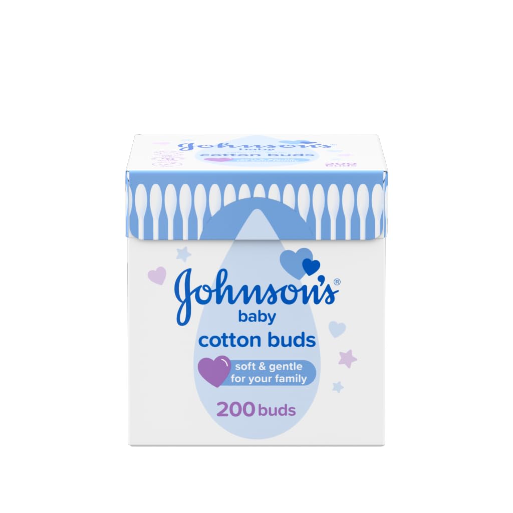 Johnson's Baby palitos de algodón, 200 unidades, limpieza suave entre dedos del bebé