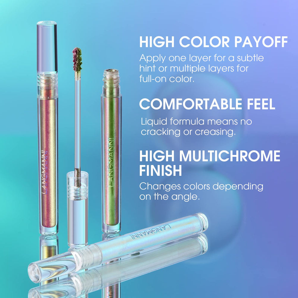 Jolilab shimmering multichrome eyeshadow enhances luminous eyelid looks.