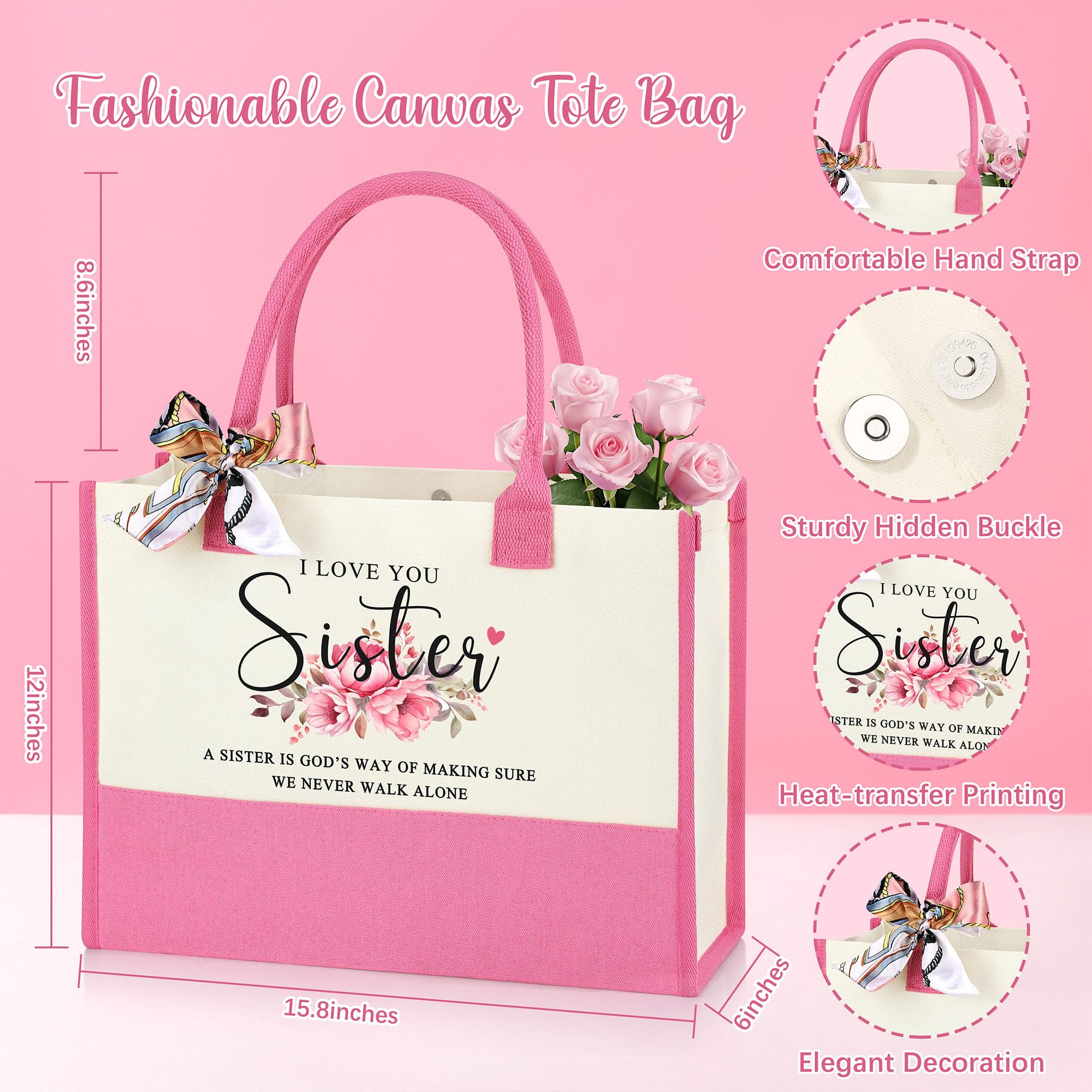 Bolso rosado JTENGTOP, regalo práctico y elegante para la hermana.