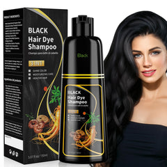 JUANCHI shampoo-tinte para cabello negro con cobertura de canas y brillo natural.