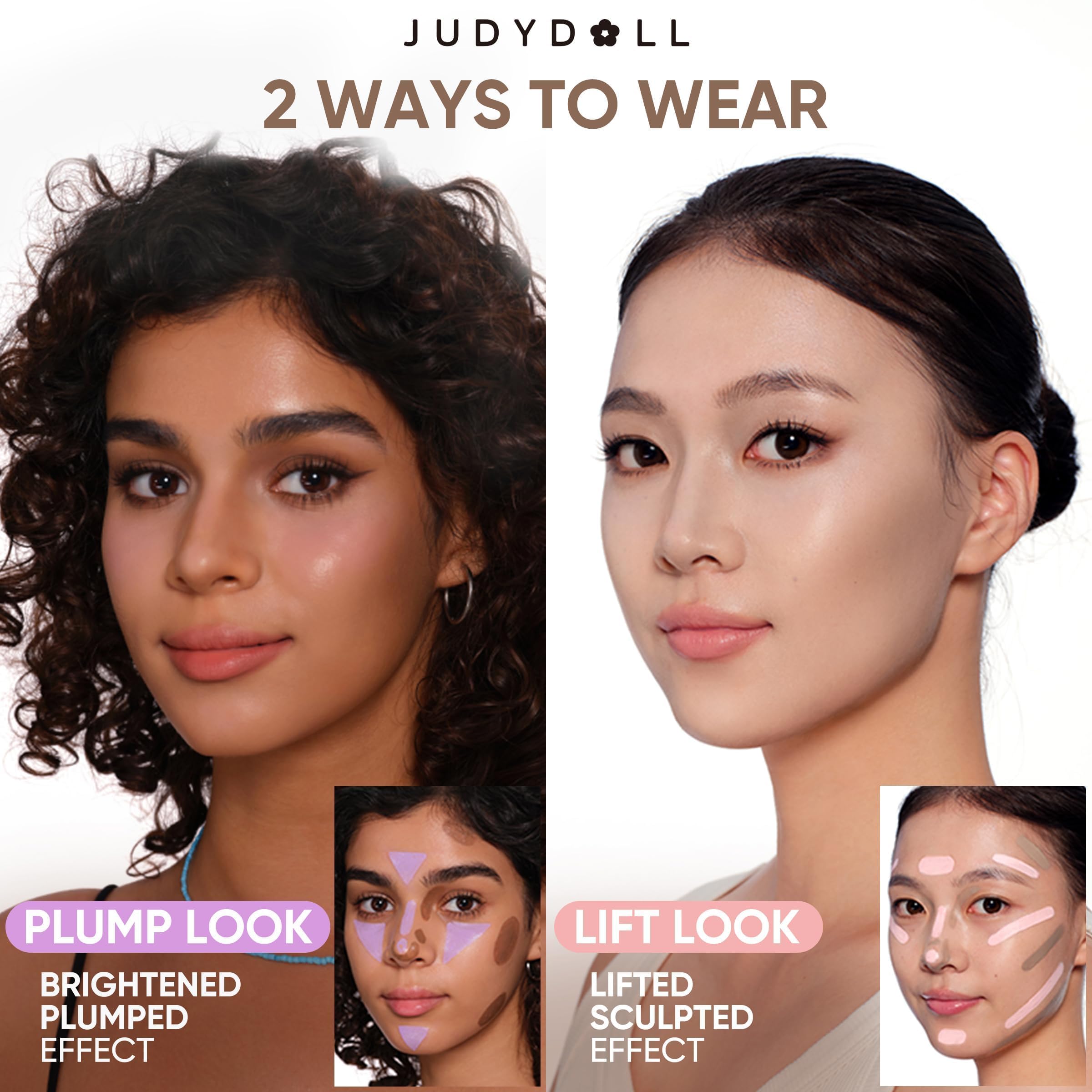 JUDYDOLL Tono adaptable: se adapta a tonos de piel diversos con subtonos cálidos o fríos.