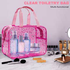 Junesters bolsa transparente con patrón de estrellas rojas, estilo moderno para viaje