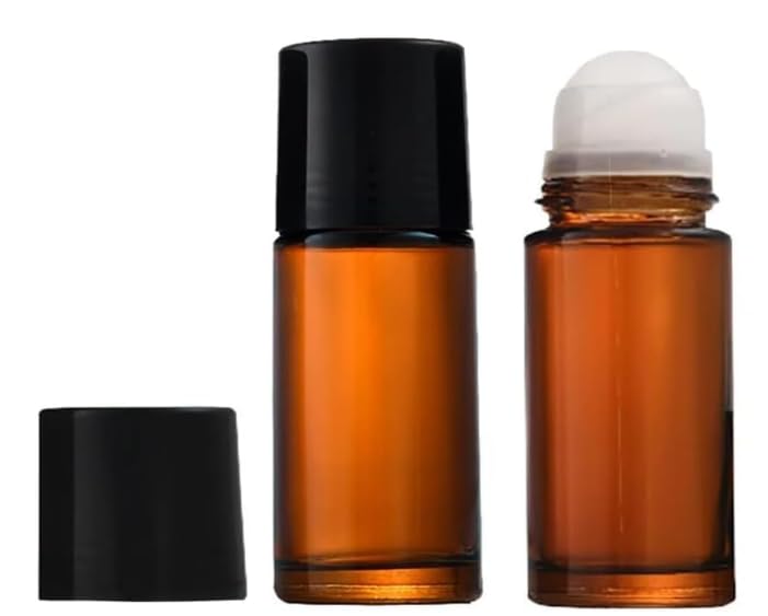 Junfamilee botellas rodillo 50ml marrón, vidrio elegante para aceites.