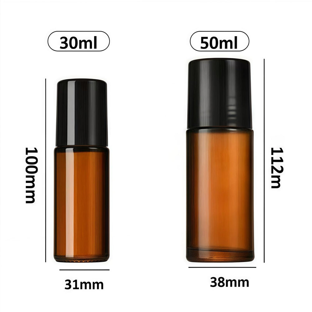 Botellas de vidrio marrón 50ml con rodillo para fragancias.