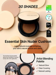 Jung Saem Mool Essential Skin Nuder Cushion, sistema de malla para aplicación precisa.