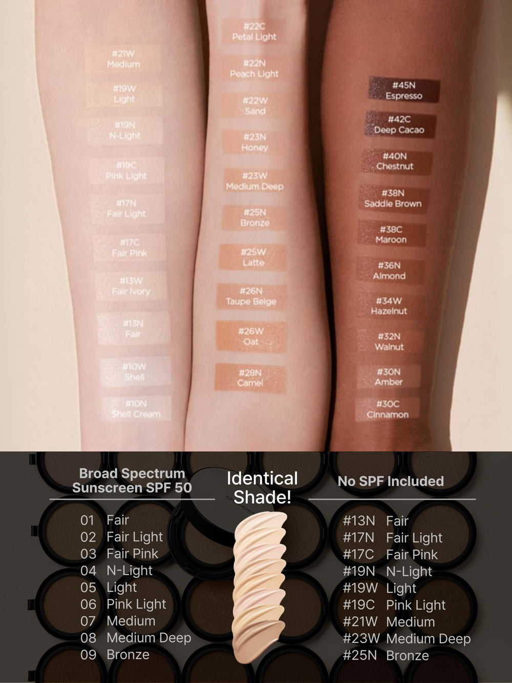 Jung Saem Mool Essential Skin Nuder Cushion, tono 23N Honey para tonos globales.