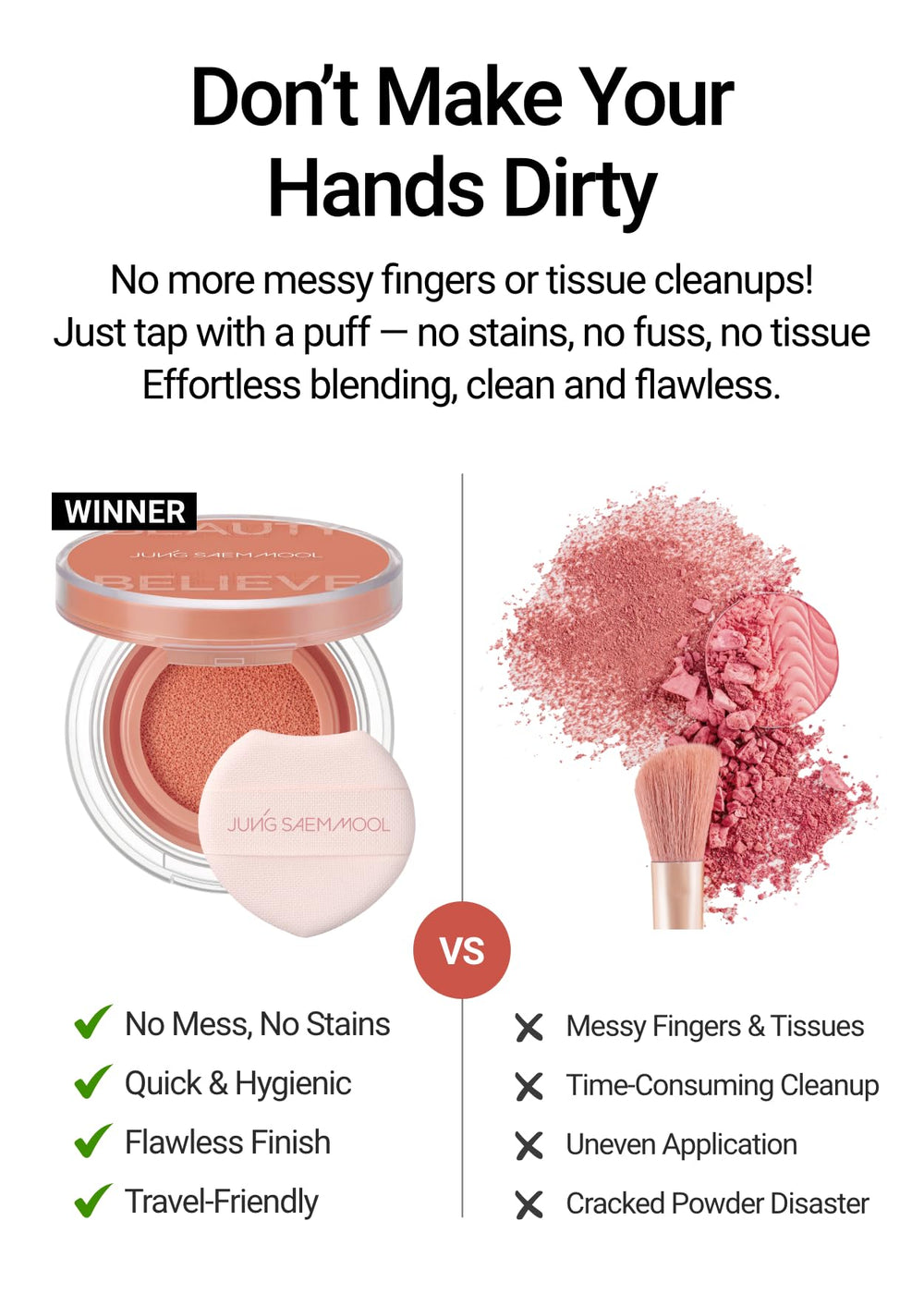 JUNG SAEM MOOL Cushion Blush fácil de llevar gracias a su formato compacto