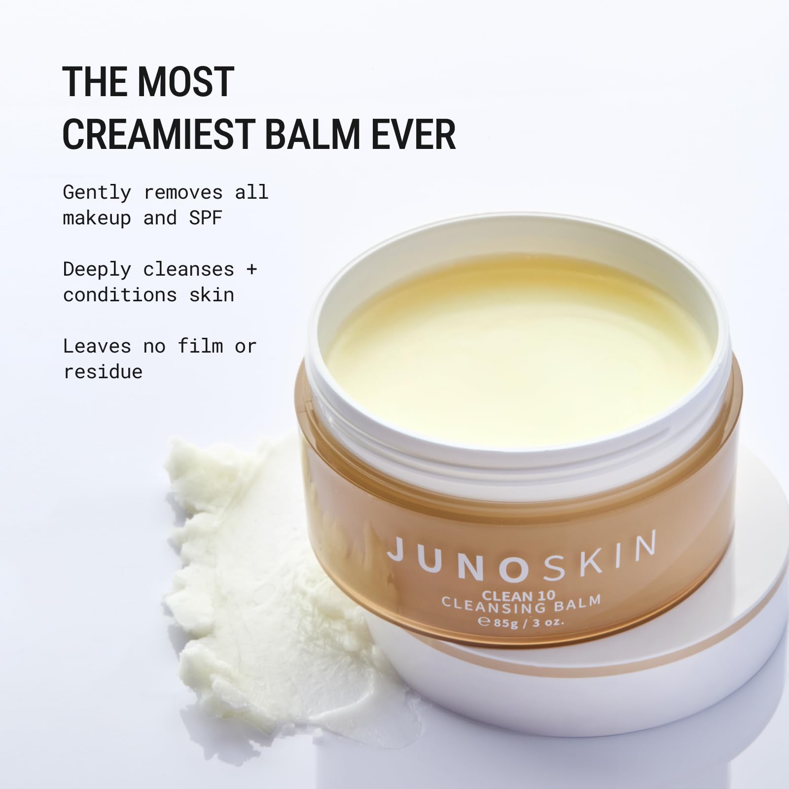 Textura cremosa de JUNO & Co. Clean 10 Balm, aplicación suave.