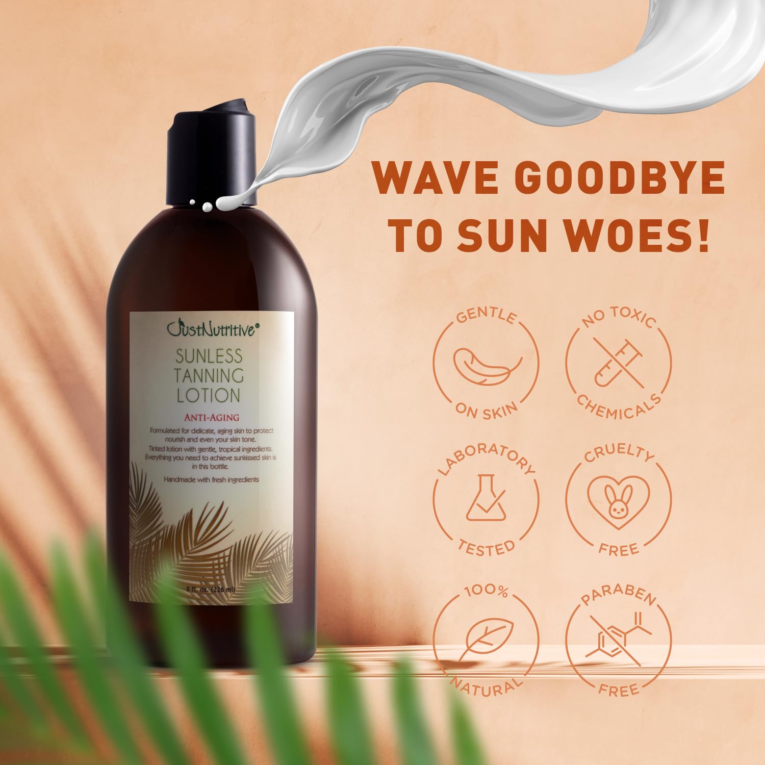 Just Nutritive bronceador sin sol, color natural en la piel.