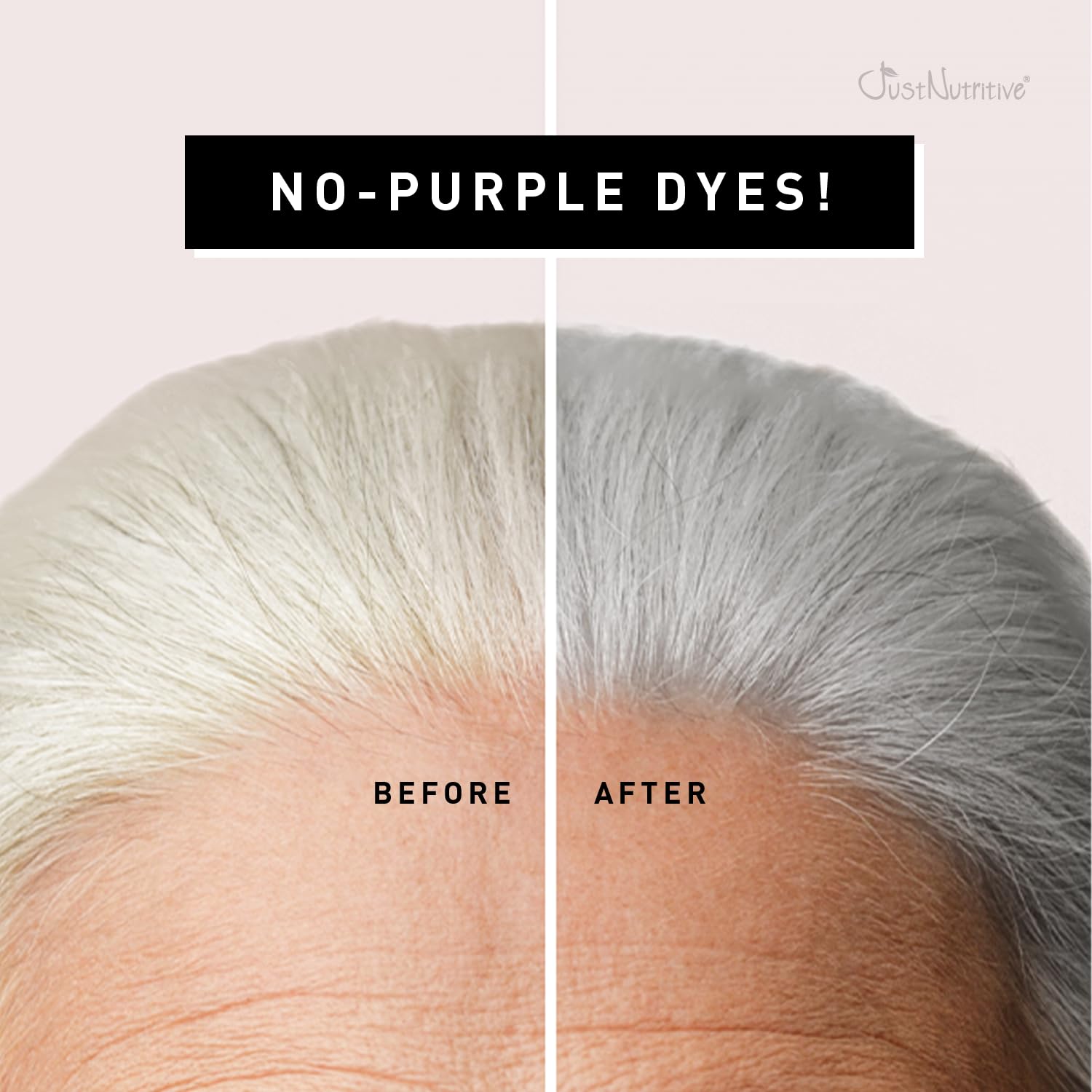 Just Nutritive shampoo gris, toma de cabello tras lavado, aporta brillo y suavidad.