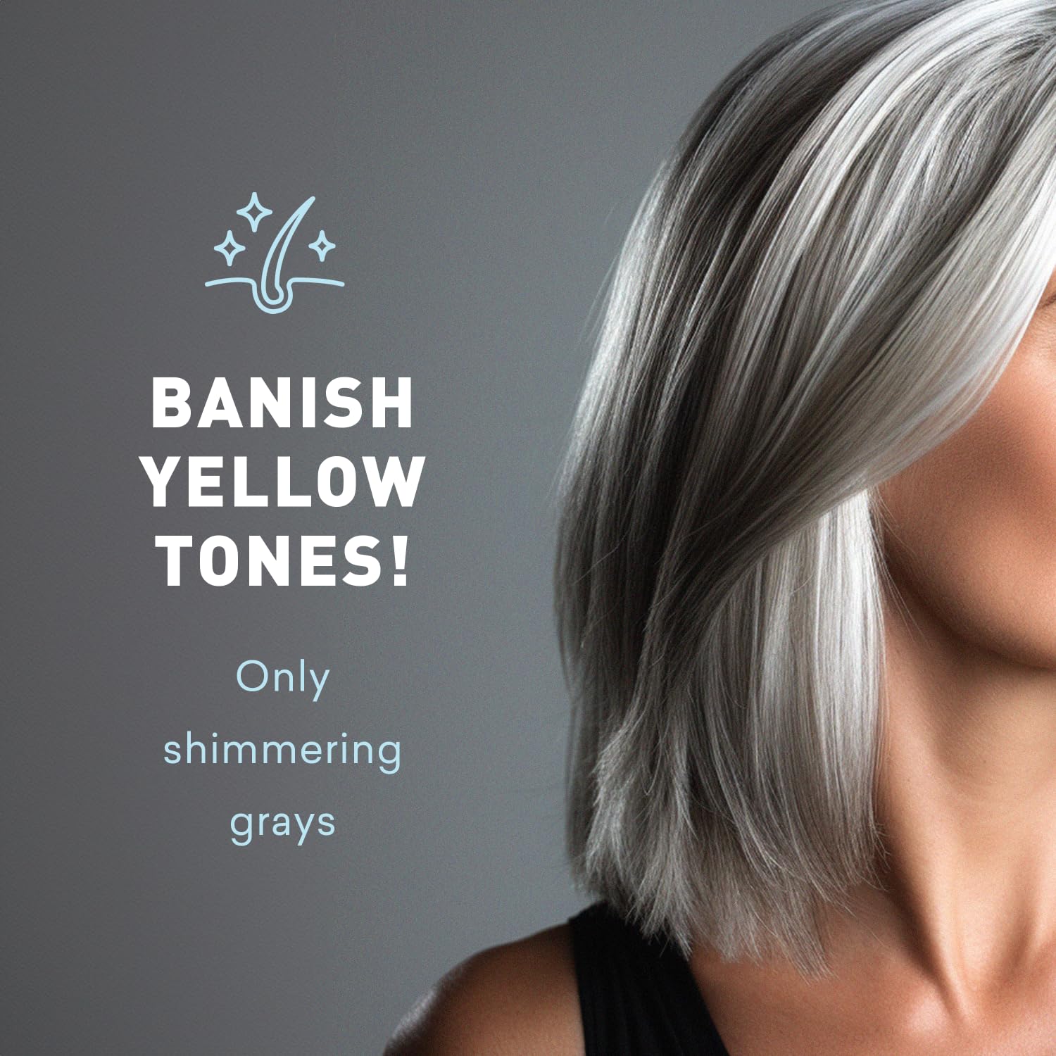 Just Nutritive shampoo gris, enfoque en color seguro ayuda a mantener tono natural sin decolorar.