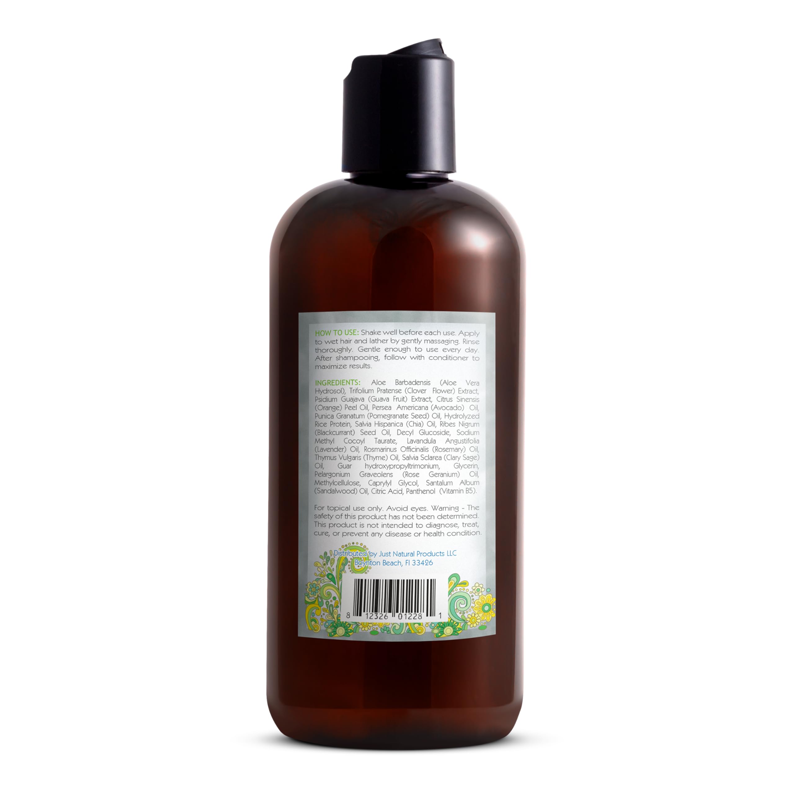 Just Nutritive shampoo gris, detalle de envase elegante, ideal para uso diario.