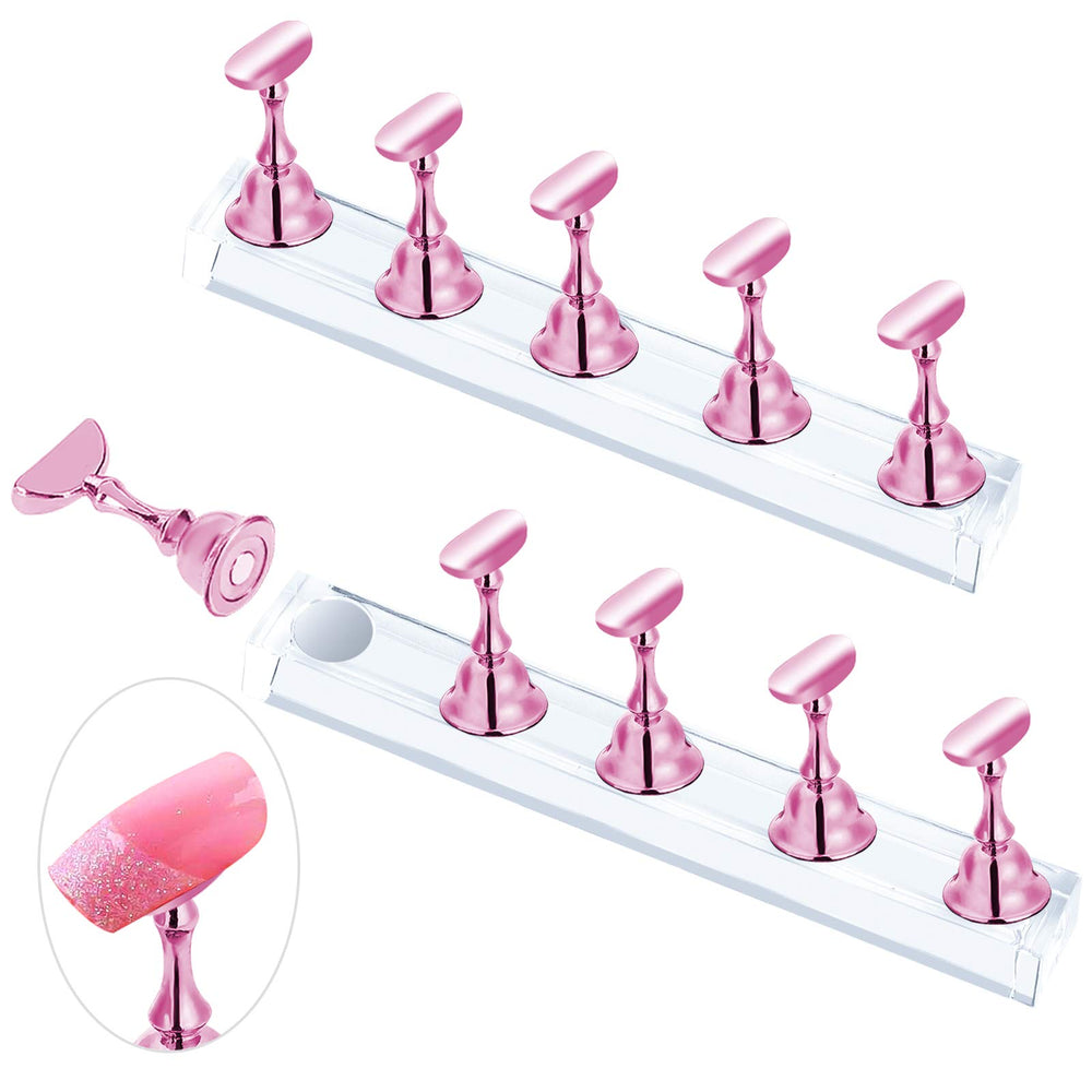 JUSTOTRY dos juegos de soportes para uñas rosa, ideal para exhibición y práctica.