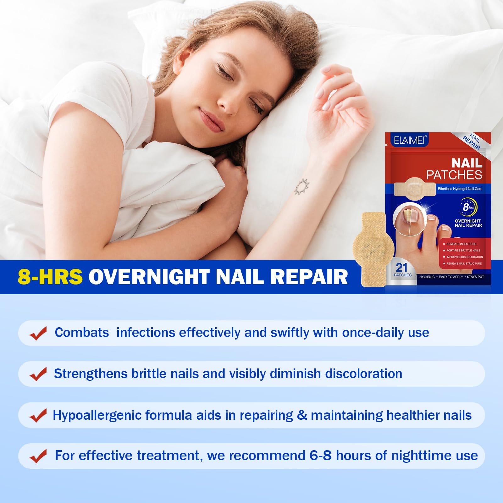 JWBVCTCR nail patches applied overnight to nourish and refresh nails