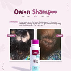 Kaba Champú de Cebolla sobre cabello mojado limpia el cuero cabelludo.