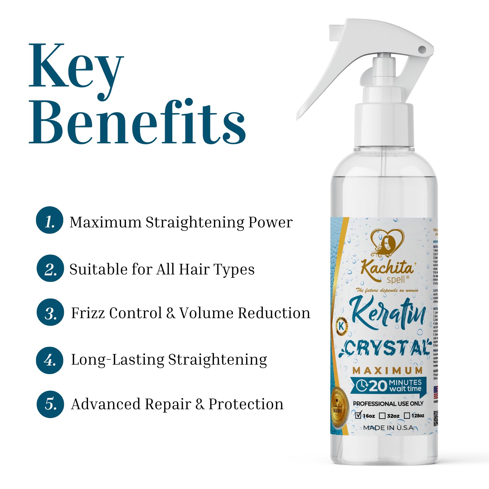 Kachita Spell Keratin Crystal, cabello liso y brillo duradero tras uso del producto.
