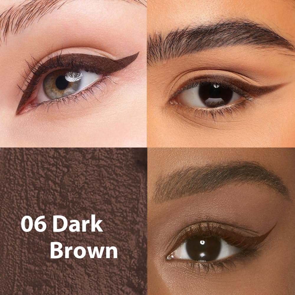 Kaely delineador gel marrón oscuro, resistencia al agua para looks de día a noche.