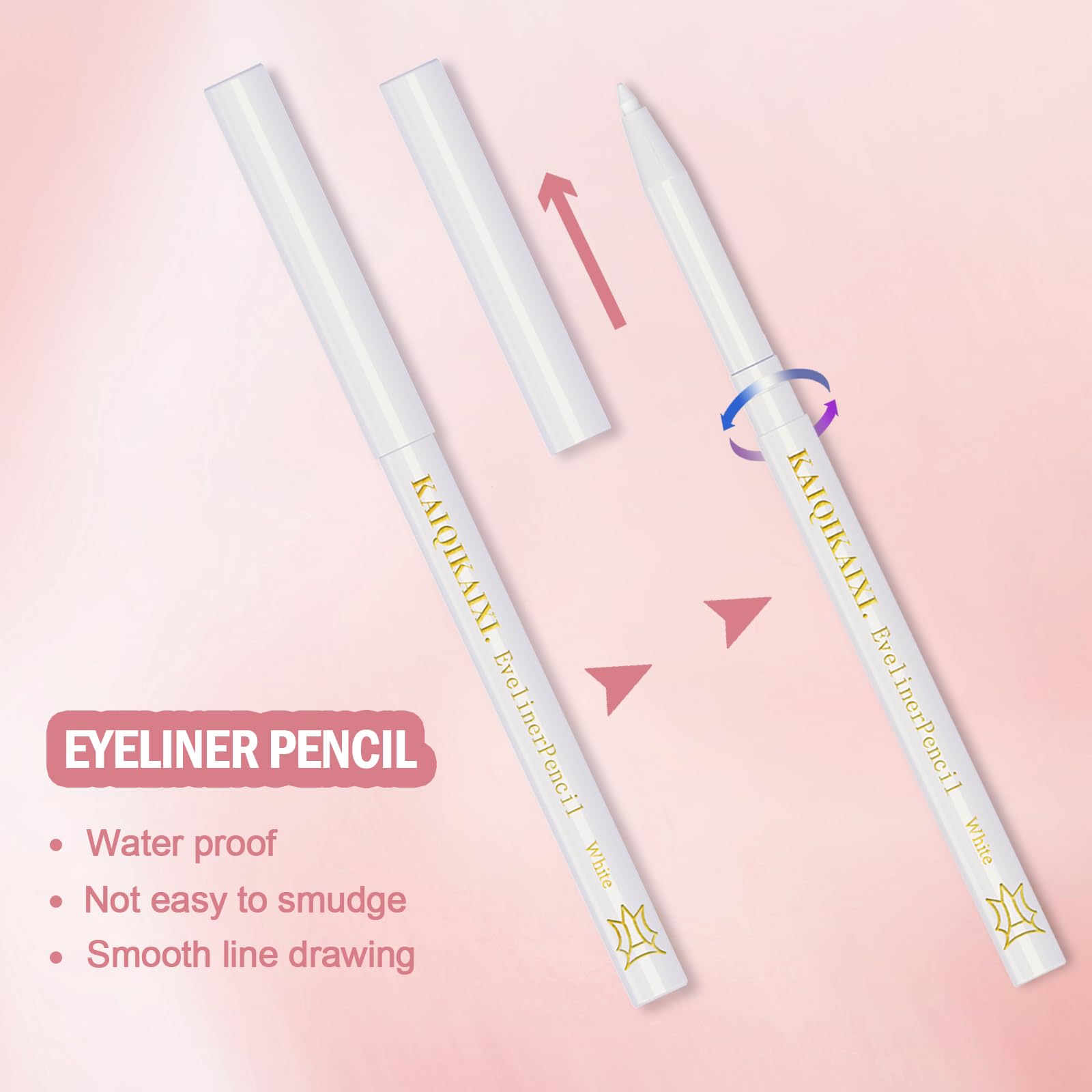 kaiqikaixi delineador blanco multiusos para ojos, labios y iluminación suave.