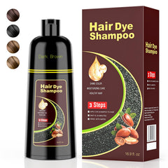 KAISASA champú-tinte vertido desde la botella, color marrón oscuro para cubrir canas
