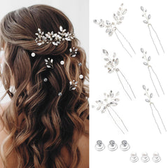 Kalolia pasadores cabello perla para novia, toque elegante para la coleta.