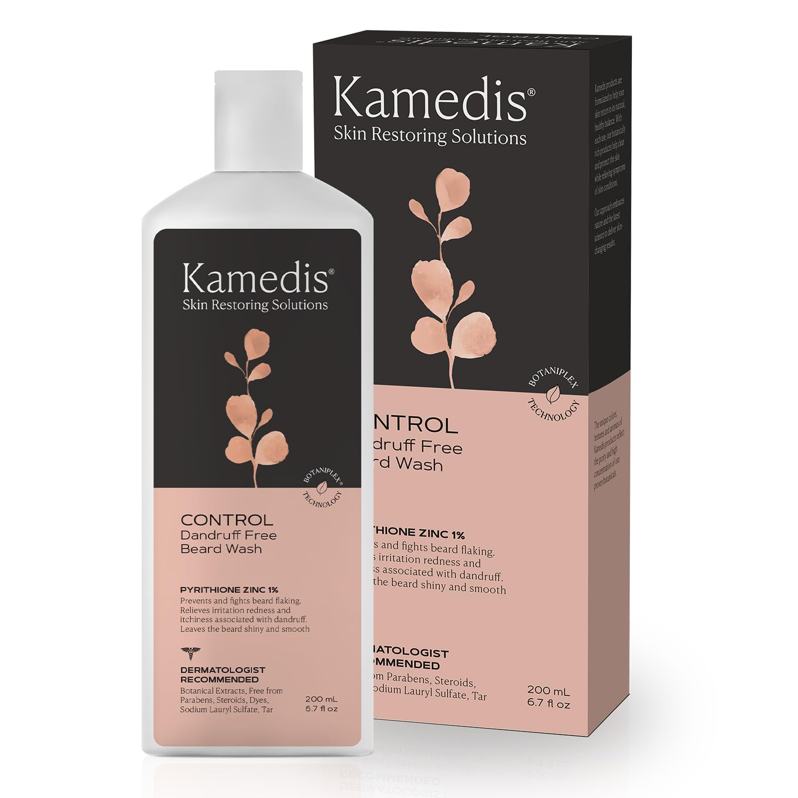 KAMEDIS Beard Wash botella, limpieza suave para rostro y barba con posible alivio de irritación.