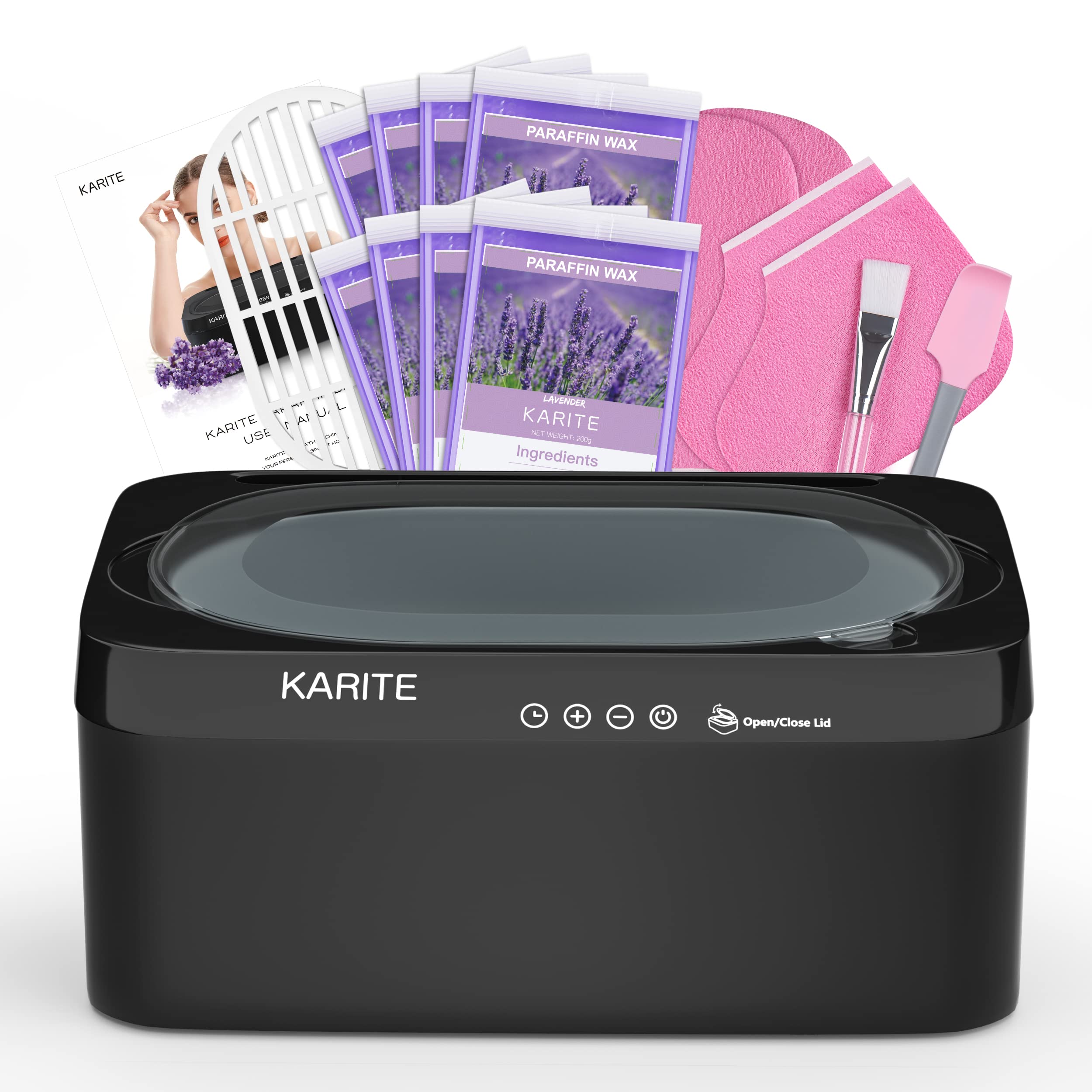 Karite, máquina para parafina con apertura automática de tapa para ahorro de tiempo.